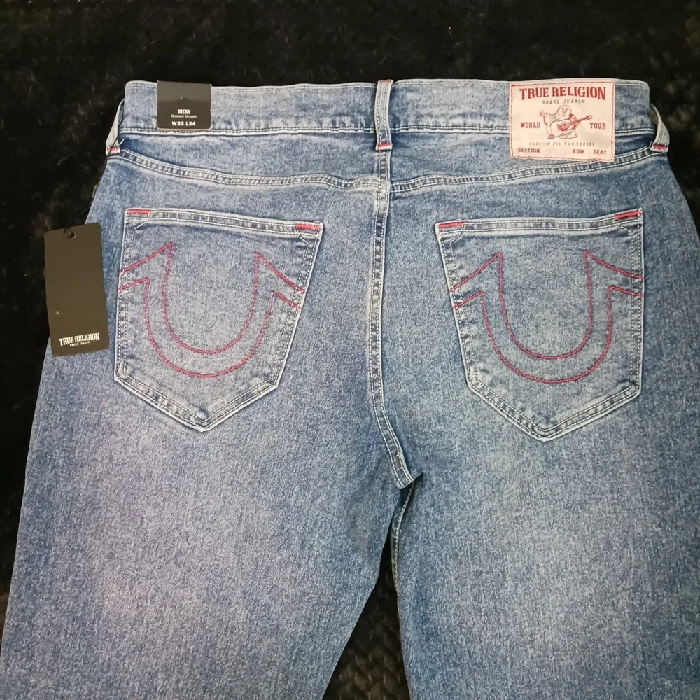 True Religion Jeans Men's Light Delightful Wash Ricky‎ Relaxed Straight Sz 33x34